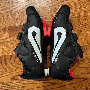 Peloton Black Cycling Shoes with White and Red Details